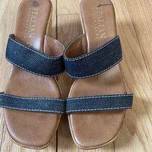 Italian Shoemakers Tan and Black Sandals